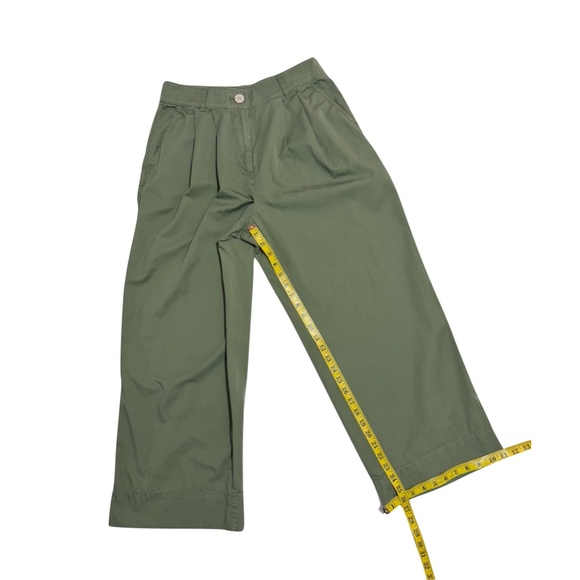 LOFT Wide Leg Pleated Green Pants Size 4P - Picture 7 of 12